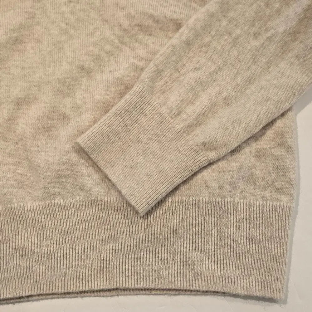 Vince Cashmere Blend Heathered Beige Classic Crewneck Sweater - Size Medium - Picture 5 of 6